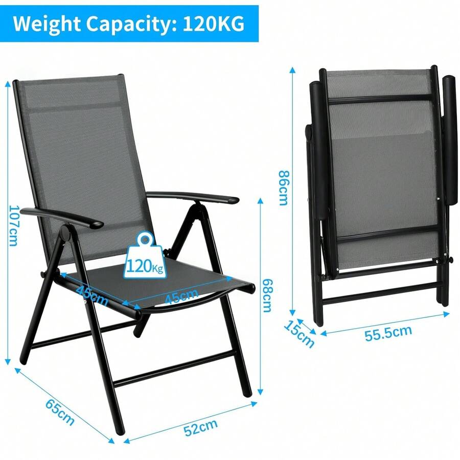 Garden Furniture Set, 3Piece Balcony Furniture With 2 X Aluminium
