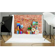Photography Backdrop Welcome Back To School Backdrop Banner Red Brick Wall Letters ABC Color Crayons Welcome Party Supplies Photo Props Vinyl - Multicolor - View 3
