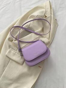 1pc Youth Girls' Satchel Bag Solid Color Simple Fashionable Shoulder Bag, Crossbody Bag - Purple - View 2
