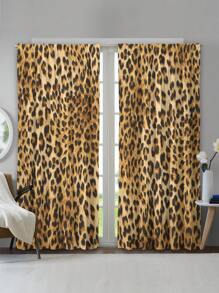 2pcs New Retro Faux Animal Fur Texture, High-Grade Polyester Digital Printed Pattern Decorative Curtain For Home, Four Seasons Universal - Multicolor - View 5