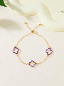 Conjunto de pulsera y tobillera con forma de trébol calado y decorado con rhinestones (se venden por separado) - Regalo para San Valentín, mamá, madre, Día de la Madre