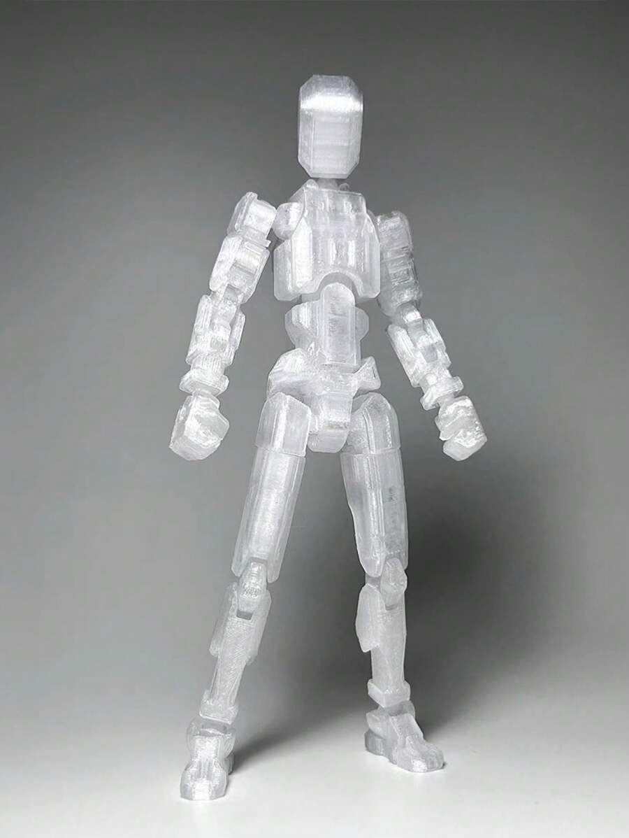 1set Fully Posable Mechanical Robot Action Figure Toy,Including: Figure + 3 Sets Of Hand Shapes + Long Stick + Knife + 2 Guns,Can Be Positioned In Various Cool Poses,Diy Transforming Robot,3d Printed Human Body Model,Drawing Model,Desktop Decoration,Lucky 13 Mechanical Style Character Stress Relief Toy,Fun Gift,Accessory Color Random,Action Figure,Action Figures,Robot - Transparent Color - View 1