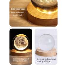 1 pieza Diseño del planeta Luz decorativa, luces led nocturna lampara,twilight para cuarto,60mm moderno artificial 3d Saturno bola de cristal en forma de con madera Base Luz decorativa para astronomía casa Decoración, Regalos de cumpleaños para niños, para lampara para recamara,decoración de cuarto,Un regalo ideal para compañeros entusiastas del cósmico y otros entusiastas de la astronomía. - color dorado - Ver 7