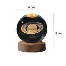 1 pieza Diseño del planeta Luz decorativa, luces led nocturna lampara,twilight para cuarto,60mm moderno artificial 3d Saturno bola de cristal en forma de con madera Base Luz decorativa para astronomía casa Decoración, Regalos de cumpleaños para niños, para lampara para recamara,decoración de cuarto,Un regalo ideal para compañeros entusiastas del cósmico y otros entusiastas de la astronomía. - color dorado - Ver 4