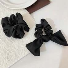 1/2 cái Của phụ nữ Đen Xa ten Bowknot Dây buộc tóc Kẹp buộc tóc , Đơn giản , Đúng mốt , Thanh lịch , Linh hoạt , Thích hợp Đối với Mặc hàng ngày - màu đen - Xem 7