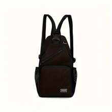 多口袋单肩背包，休闲尼龙斜挎包，旅行徒步背包，带拉链肩带 - 彩色 - 查看 8