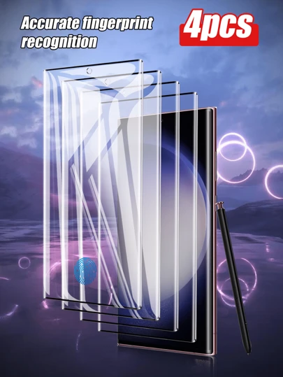 4pcs High-Definition Tempered Glass Screen Protector Compatible With Samsung Galaxy S23 Ultra/S24 Ultra, Anti-Scratch, Anti-Shock, Waterproof For Galaxy S21/S22/S23/S23 Ultra/S24 Ultra/S24FE/S25 Ultra