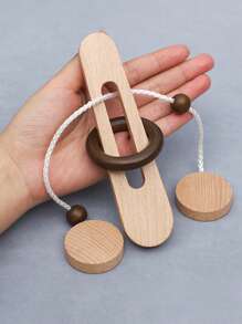 1pc Wooden Ring Unlocking Game, Magic Ring Escape Classic Puzzle Toy, Kongming Lock Luban Lock Intelligence Toy