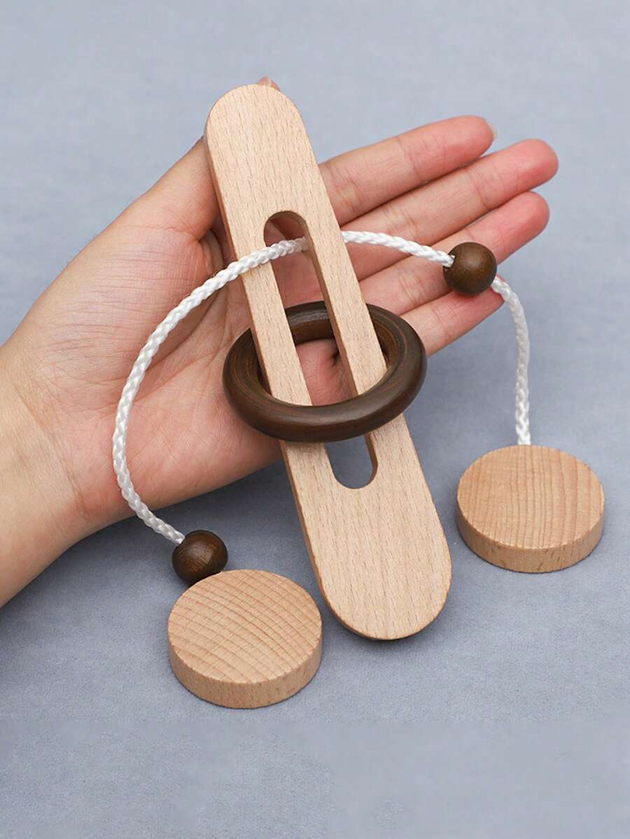 1pc Wooden Ring Unlocking Game, Magic Ring Escape Classic Puzzle Toy, Kongming Lock Luban Lock Intelligence Toy
