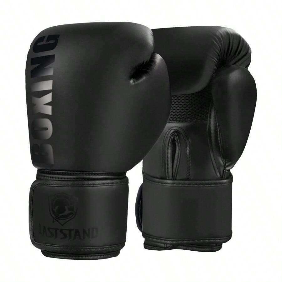 1pair Black Boxing Gloves For Children And Adults, Suitable For Boxing, Kickboxing, Muay Thai And Sandbag Training Beginners, Men And Women - Black - View 1