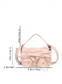 New Style Fashion Shoulder Bag With Bowknot And Folds Design For Women, Can Be Carried As Crossbody Bag - Pink - View 10