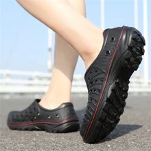 Men's Breathable Hollow Out Slip-On Sandals With Anti-Slip Soft Sole, Summer Casual Beach Shoes - Black - View 6