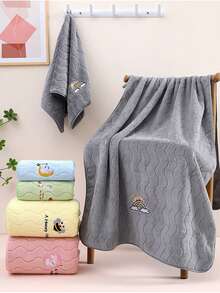 4入組s形刺繡毛巾套裝,包括2條浴巾和2條手巾,珊瑚絨材質,不易脫落和退色,柔軟親膚,適用於日常使用,浴室必備,尺寸為35*75cm和70*140cm - 粉色 - 查看 10