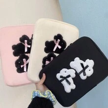 Bolsa De Laptop/tableta Ipad Con Estilo Ins Con Lindo Estampado De Conejo Y Lazo, Capacidad De Almacenamiento Interna Para 11/13 Pulgadas