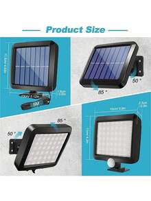 Refletor Lampada Solar 56 Leds Sensor Movimento - Preto - Visão 4