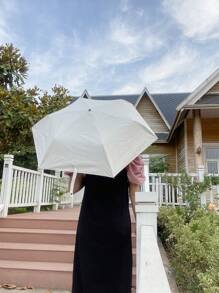 1 pièce Parapluie manuel pliable super léger de 88 cm avec poignée incurvée, blanc laiteux pour l'école, le bureau, la maison, les voyages. Cœur de la Saint-Valentin pour garçon