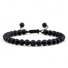 1入多種款式的紅綠色石頭珠子手鍊,6-8mm黑線紅色石頭孔雀石珠子手鐲首飾,聖誕禮物 - 彩色 - 查看 13