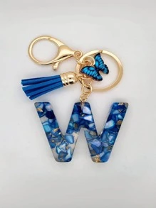 1 Miếng Không giới tính Dễ thương Tua Loại bướm Polyresin Chữ cái Móc chìa khóa , Cái túi Đồ trang trí , Hoàn hảo Qủa tặng Đối với Bạn - Xanh đậm - Xem 36