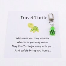 1 Miếng Thu nhỏ Rùa Móc chìa khóa + Tiếng Anh Thẻ , Thủ công Phụ kiện DIY Creative Nhỏ bé Qủa tặng - Bạc - Xem 6