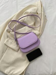 1pc Youth Girls' Satchel Bag Solid Color Simple Fashionable Shoulder Bag, Crossbody Bag - Purple - View 4