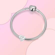 1pc Silver-Plated Pendant, I Love You Moon Star Heart Beaded Pendant, Suitable For Women Bracelet DIY, Christmas Gift, Thanksgiving Gift, Halloween Gift - Perfect Gift For Friends And Family - Silver - View 2