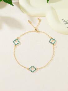 Conjunto de pulsera y tobillera con forma de trébol calado y decorado con rhinestones (se venden por separado) - Regalo para San Valentín, mamá, madre, Día de la Madre