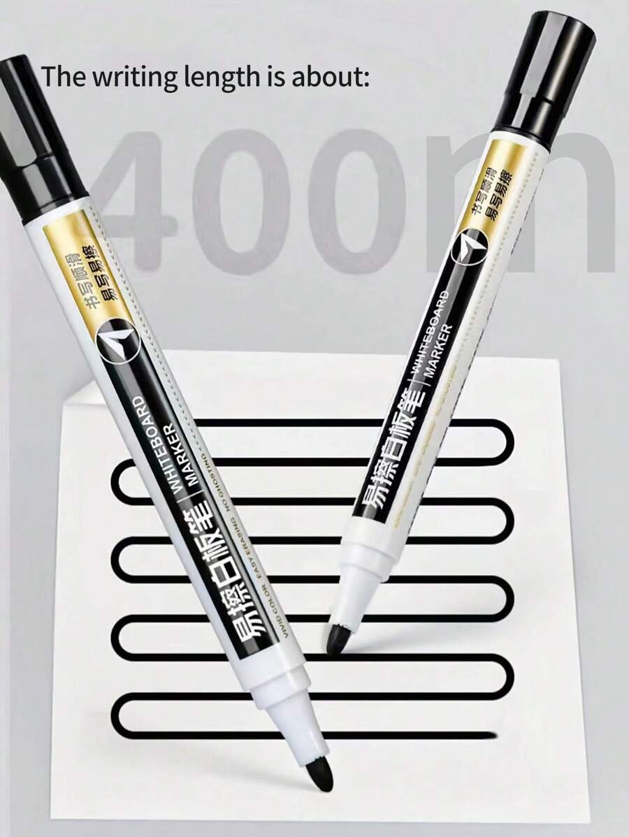 Black 10Pack Whiteboard Markers, With Broad Nibs And High Ink Capacity