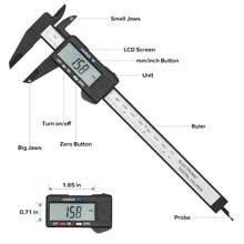 1入組0-6英吋/0-150毫米數字卡尺測量工具,電子卡尺,電子數字卡尺,碳纖維刻度線螺旋儀卡尺,毫米卡尺,數字尺