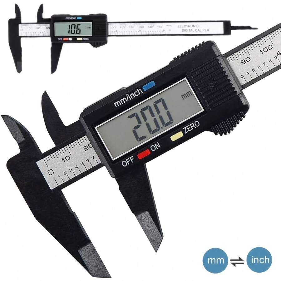 1入組0-6英吋/0-150毫米數字卡尺測量工具,電子卡尺,電子數字卡尺,碳纖維刻度線螺旋儀卡尺,毫米卡尺,數字尺