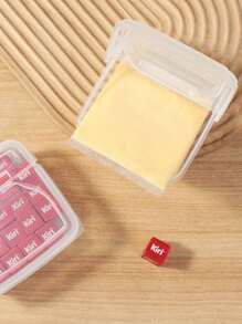 1pc Daily Home Cheese Organiser Fridge With Lid Food Crisper Cream Slice Portion Storage Box Onion Ginger Garlic Spice Storage Box - White - View 2