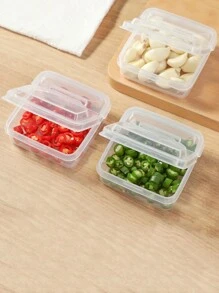 1pc Daily Home Cheese Organiser Fridge With Lid Food Crisper Cream Slice Portion Storage Box Onion Ginger Garlic Spice Storage Box - White - View 3