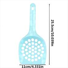 1pc Large Circular Holes Blue Plastic Cat Litter Scoop, Durable & Easy To Clean, Suitable For Cleaning Cat Litter Box And Small Pet - Blue - View 9