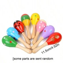 1pc Montessori Toy Small Wooden Color Random Sand Hammer Shake Bell Rattle Grip Practice Gift For Kids,Montessori Toys,Baby Toys,Wooden Toys