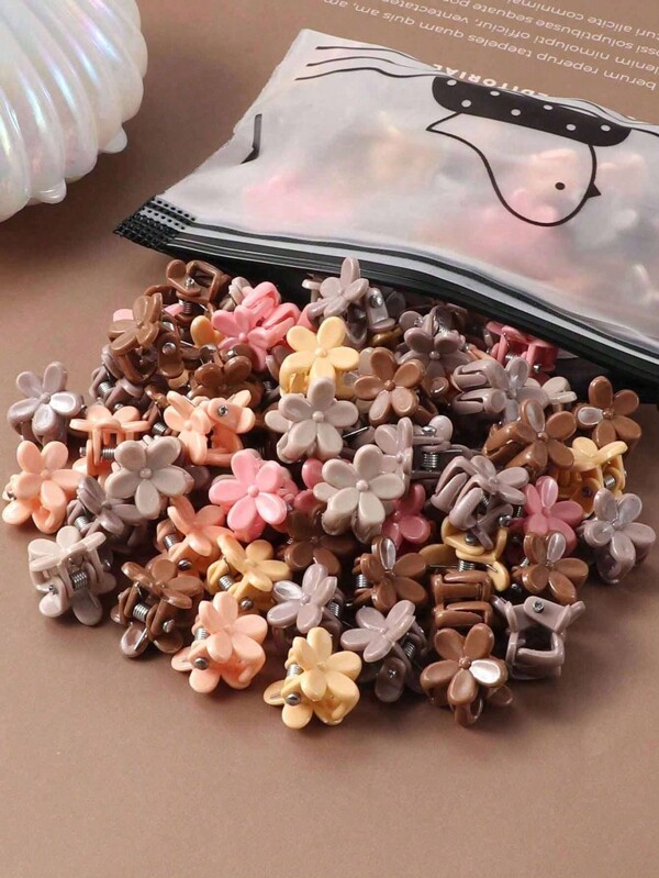 50 piezas, color aleatorio, Pasadores de pelo decorativos con flores mate de 1.2cm lindos para mujeres, adecuados para accesorios de uso diario