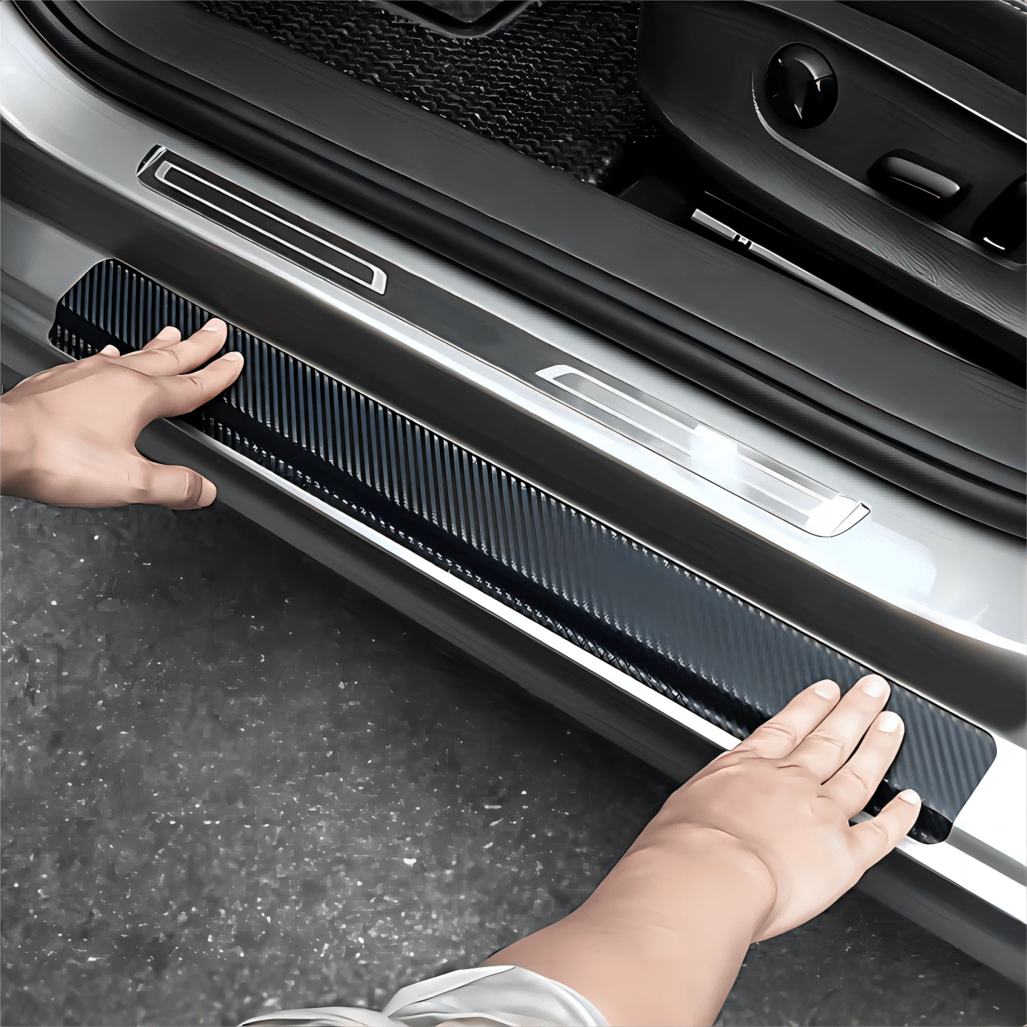 Easypie Selection 4pcs Car Threshold Protection Sticker Carbon Fiber ...