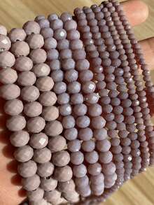 1條3-8mm玻璃珠鏤面多彩奧地利水晶圓形散珠,適用於珠寶製作diy手鍊 - 淺灰紫 - 查看 3