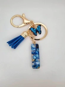 1 Miếng Không giới tính Dễ thương Tua Loại bướm Polyresin Chữ cái Móc chìa khóa , Cái túi Đồ trang trí , Hoàn hảo Qủa tặng Đối với Bạn - Xanh đậm - Xem 27