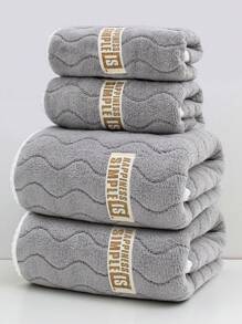 4入組s形布標,2條毛巾和2條沐浴巾珊瑚絨套裝,35*75cm + 70*140cm浴室套裝,簡單美觀,舒適、柔軟、皮膚友好,家用毛巾和浴巾套裝,浴室毛巾套裝,全季節家庭必備品。 - 灰色 - 查看 1