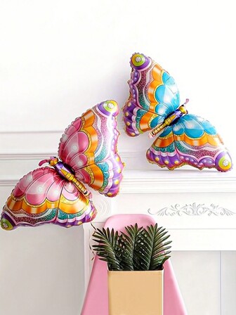 2 st. Färgad Fjärilsformad Aluminiumfolie Ballonger , Lämplig För Fjäril Tema Fester , Bröllopsdekoration , Födelsedag Fester , Och Presenter Dekorationer