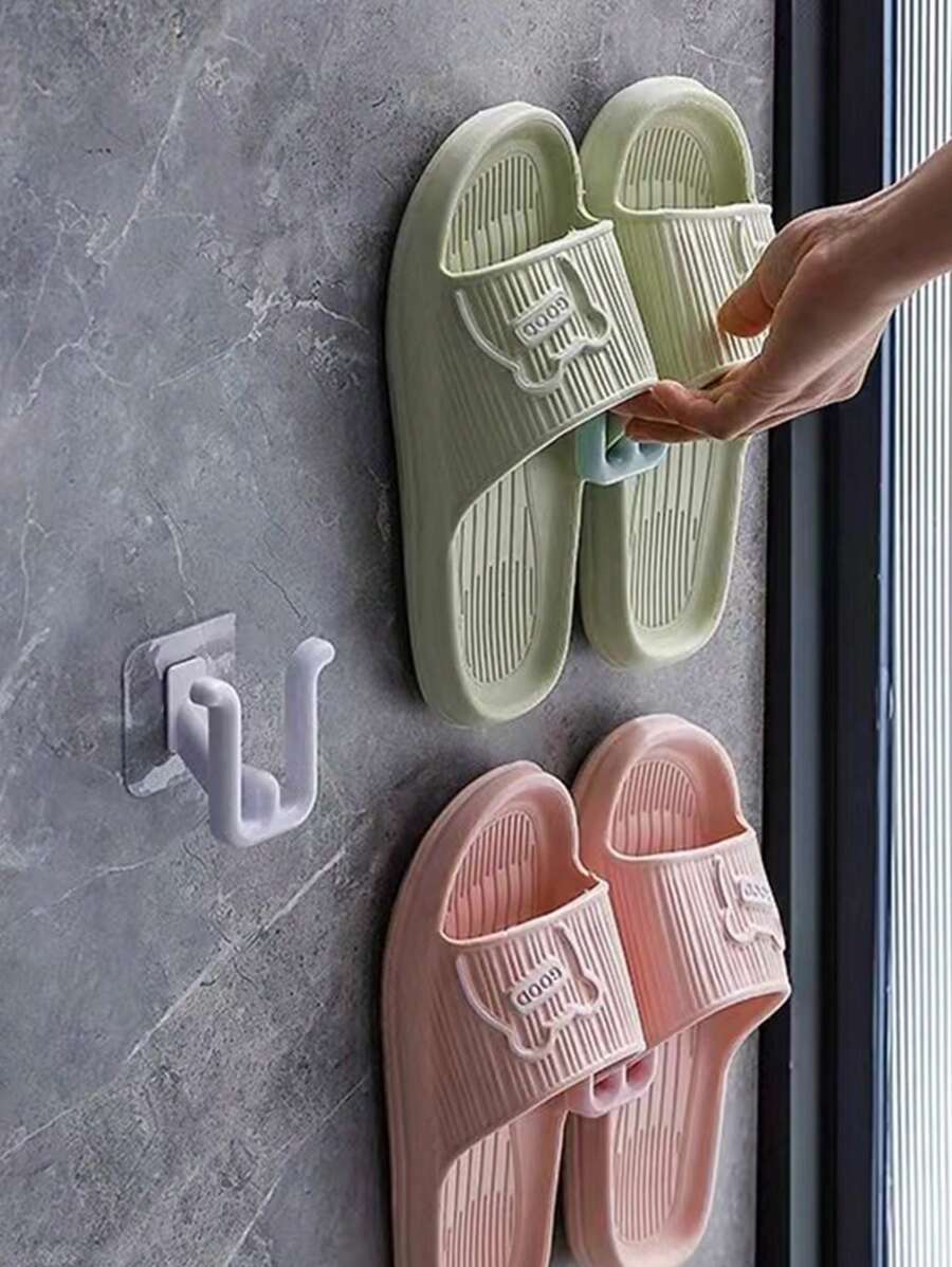1 件/4 件各种颜色的拖鞋墙挂钩，无需钻孔，强力粘合，适用于淋浴、浴室、卫生间、凉鞋存放