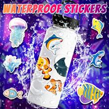 50入組可愛的卡通diy海洋生物貼紙套裝,包括海星和海蜇,防水,適合裝飾水壺,滑板,筆記型電腦,馬克杯,行李箱,日記等各種物品 - 彩色 - 查看 8