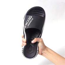 Men's Black Casual Slippers Sandals - Black - View 8