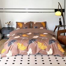 2/3入組銀杏葉印花刷毛微纖維被套套裝 - 彩色 - 查看 3