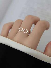 2 件/套 日韓風格可愛創意眼鏡設計開口戒指,適合男女,情侶禮物,日常佩戴 - 眼鏡 - 查看 4