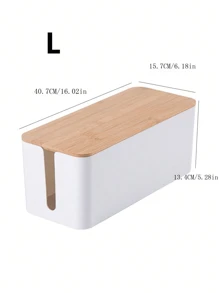 1 Stück Kreativer Einfacher Bambus-holzschreibtisch-kabelmanagement-box Mit Deckel, Drahtstecker-aufbewahrungstasche Für Stromkabel Und Ladegerät