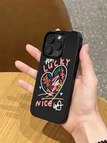 1入組果凍黑色手機殼，適用於iPhone 11/12/13/14/15 Pro Max - Chaos Heart 紋設計 - 彩色 - 查看 3