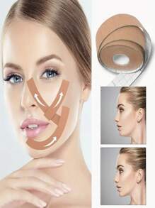 1 Roll Face Patch - Wrinkle Tape - Face Lift Tape - Multi-Functional Elastic Anti-Wrinkle Forehead, Eye, Face And Neck Care - Apricot - View 1