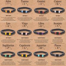 1 Miếng Cung hoàng đạo Vòng tay Cho nam giới NỮ , 8mm Tự nhiên Mã não có vân đen đá Ngôi sao Dấu hiệu Chòm sao Lá số tử vi Vòng tay Qủa tặng Chúc may mắn Qủa tặng - Nhiều màu - Xem 6