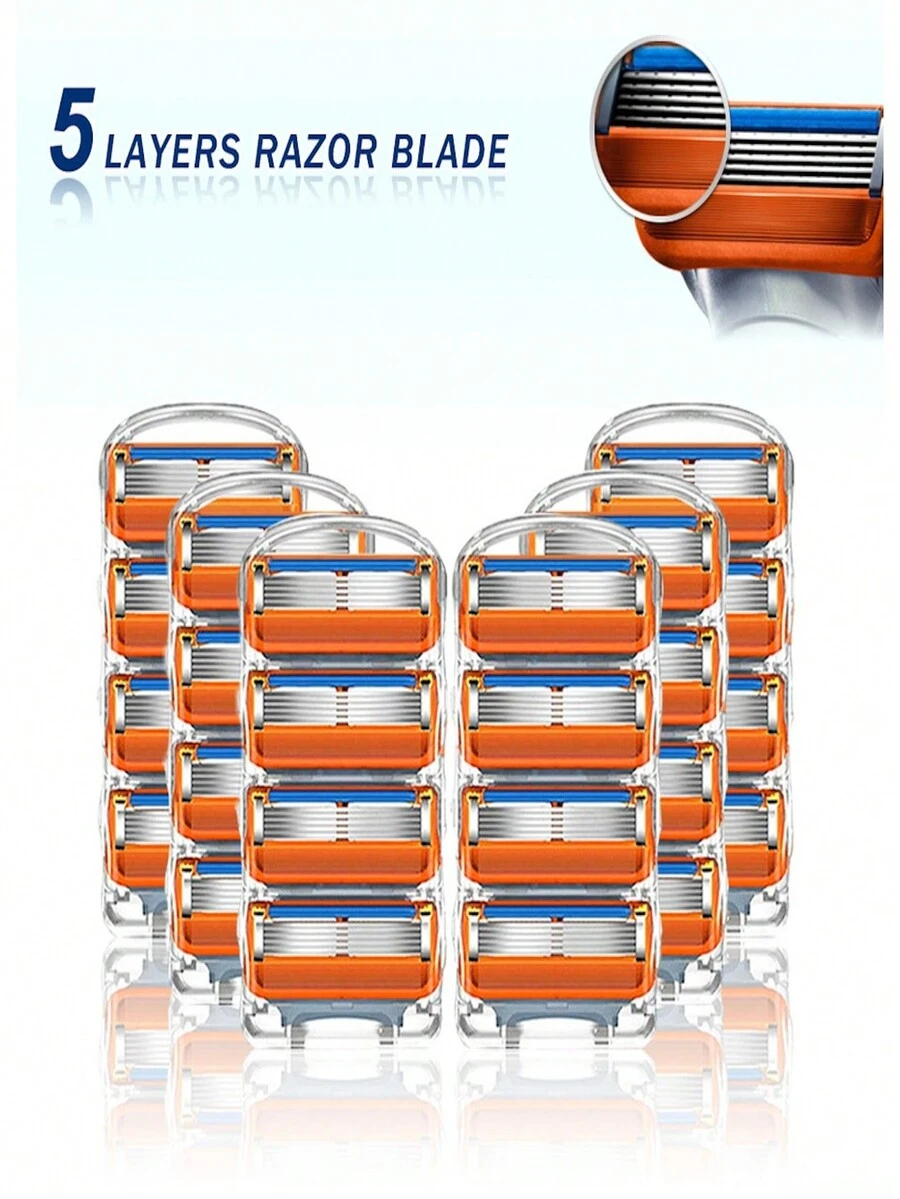 24 Pieces Of Orange 5Layer Razor Blades/Men's Razor Fusion Pro Glide