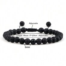 1入多種款式的紅綠色石頭珠子手鍊,6-8mm黑線紅色石頭孔雀石珠子手鐲首飾,聖誕禮物 - 彩色 - 查看 11